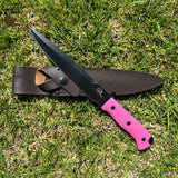 Pink Tassie Tiger Pig Sticker Knife & Leather Sheath