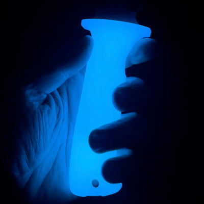 Blue Glow Handle Tassie Tiger Pig Sticker Knife & Leather Sheath