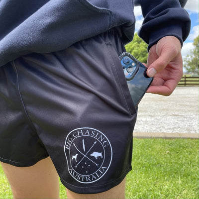 Footy Shorts - Navy/Pink