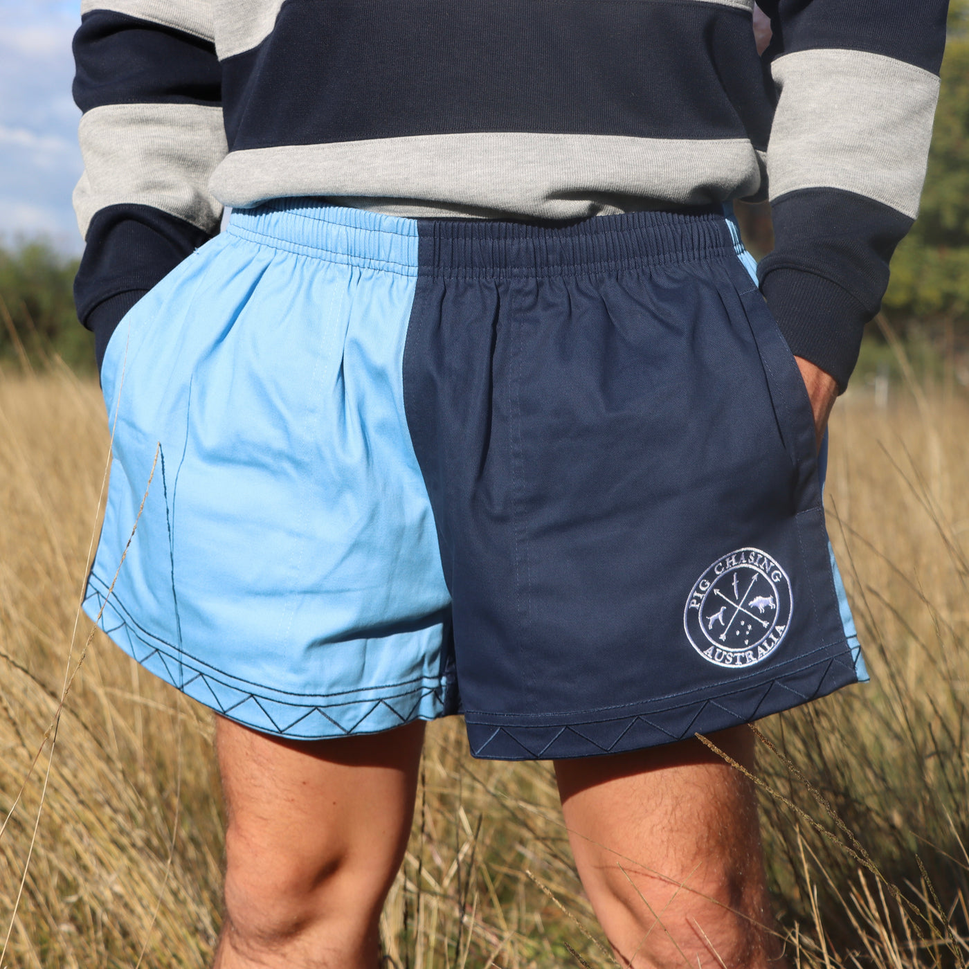 Cotton Drill Rugger Shorts - Blue/Navy