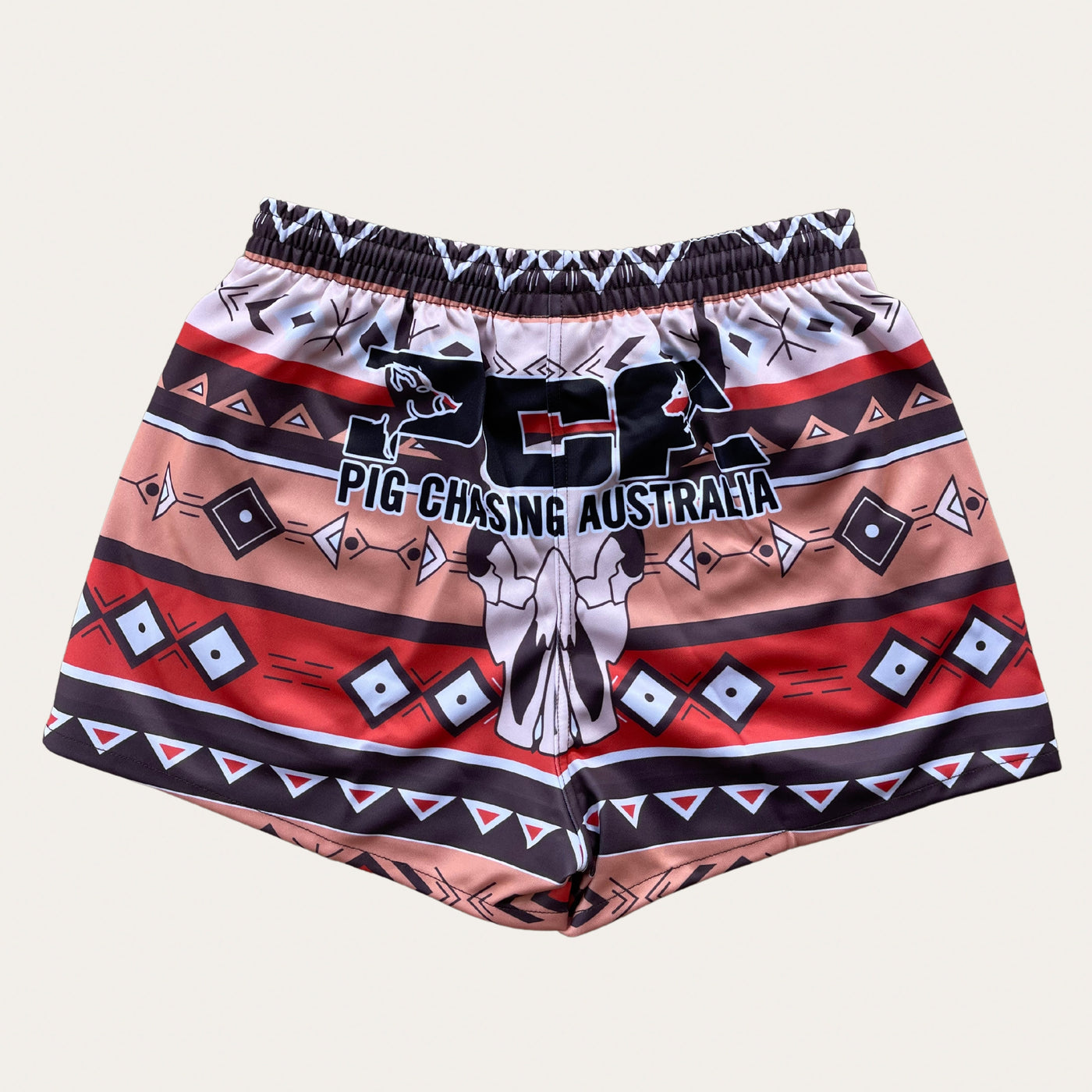 Aztec Footy Shorts - Bull Skull - Zip Pockets