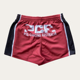 Striped Footy Shorts - Maroon/Black