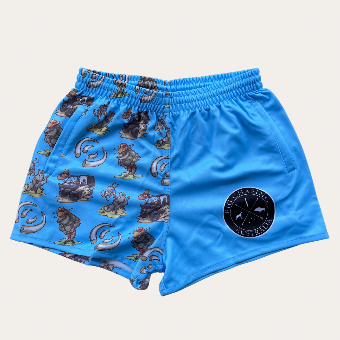 Kids Footy Shorts - Blue Cartoon