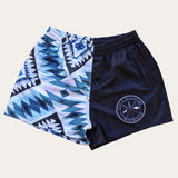 Kids Footy Shorts - Blue/Black Aztec