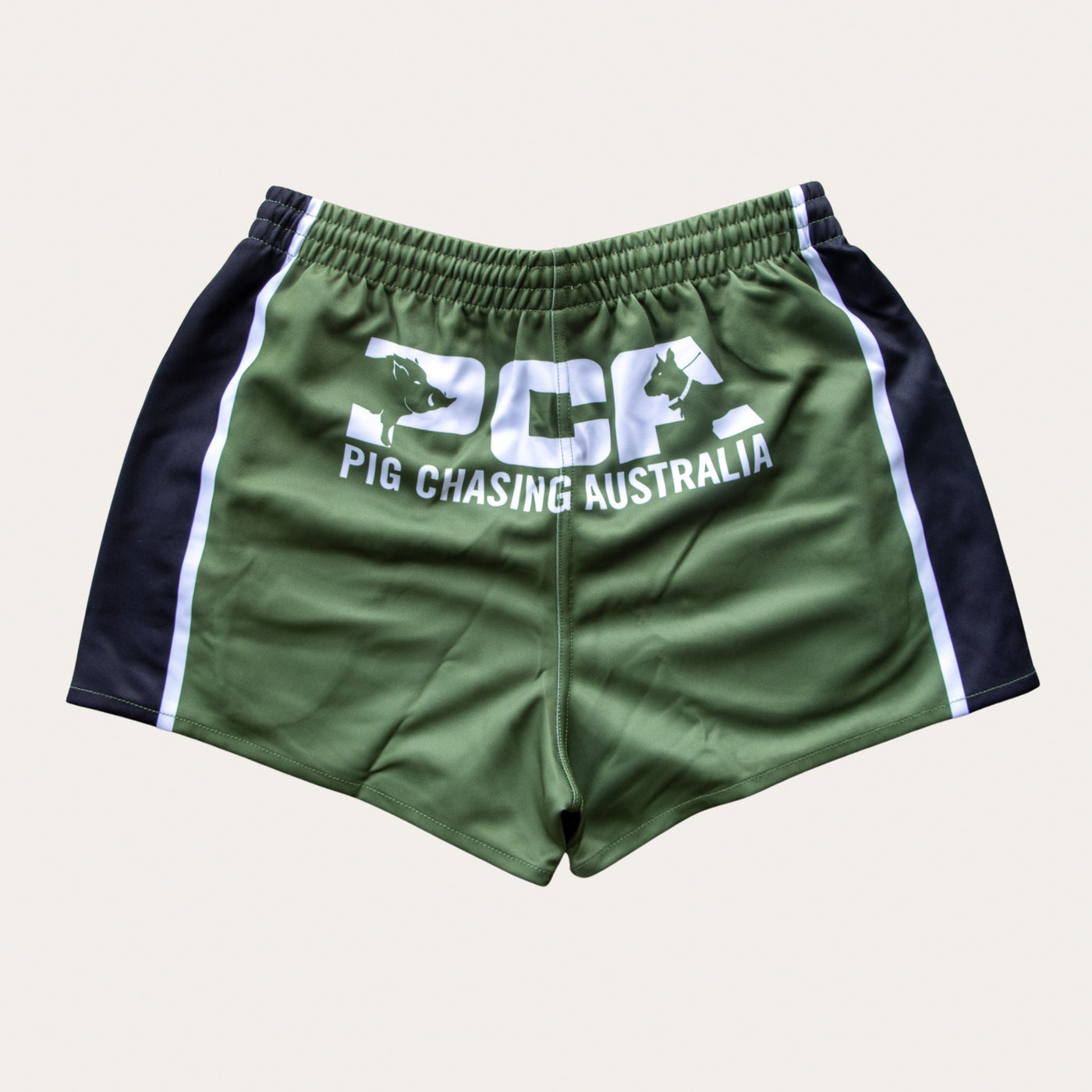 Striped Footy Shorts - Army Green/Black