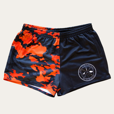 Two Tone Footy Shorts - Fire Camo/Black