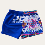 Footy Shorts - Indigo Aztec