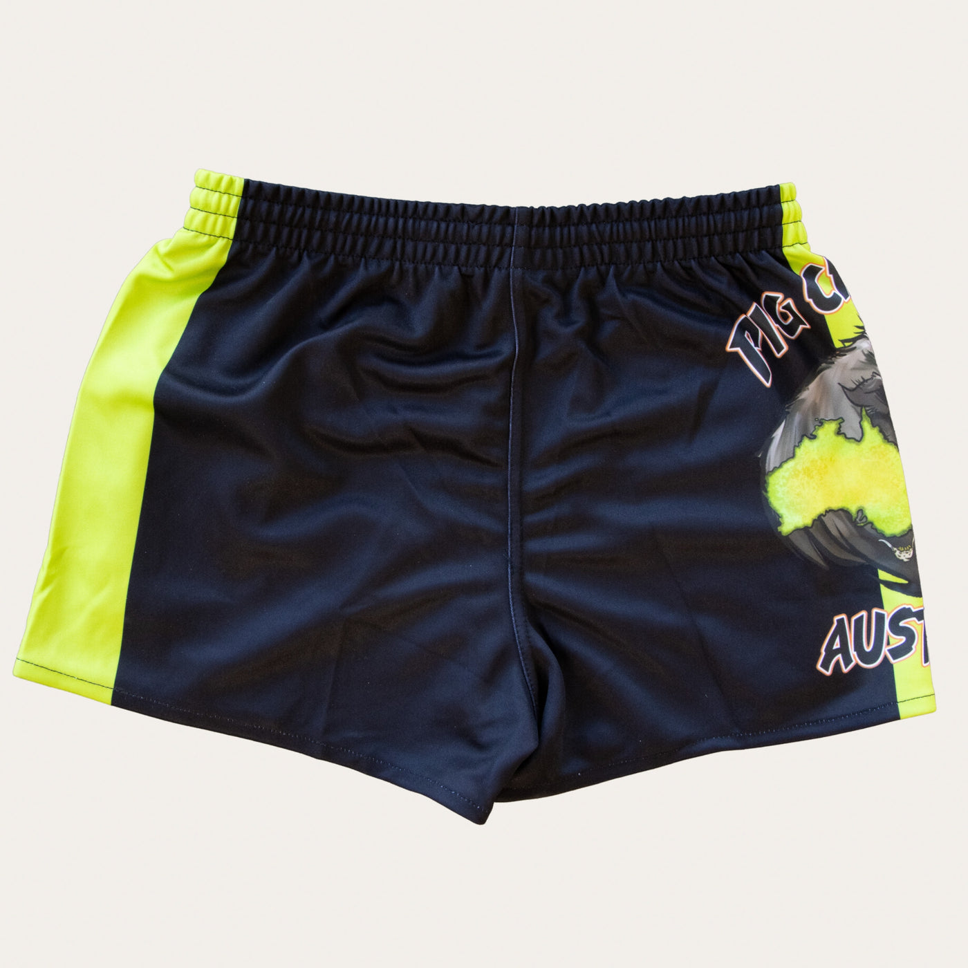 Aussie Boar Footy Shorts - Lime/Black