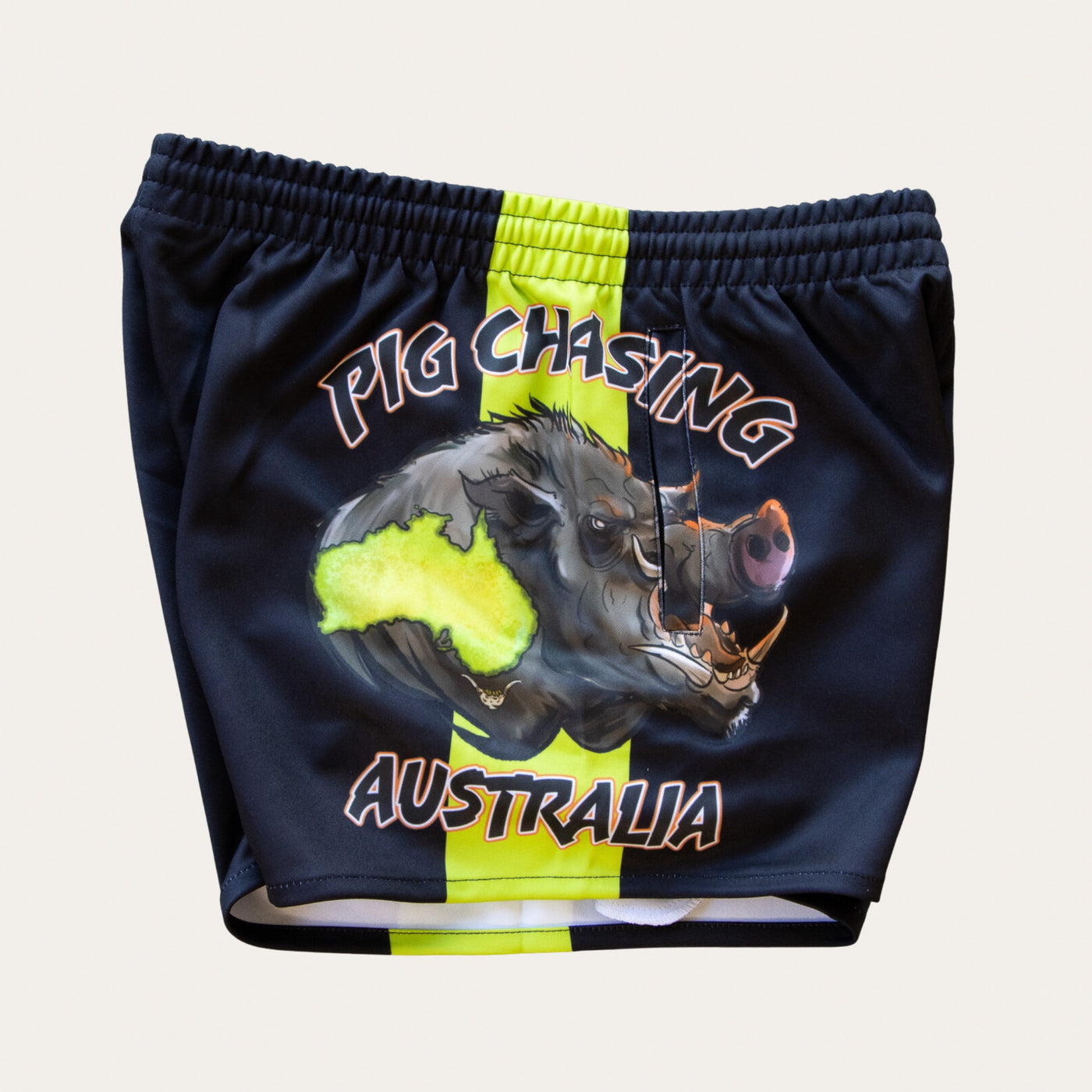 Aussie Boar Footy Shorts - Lime/Black