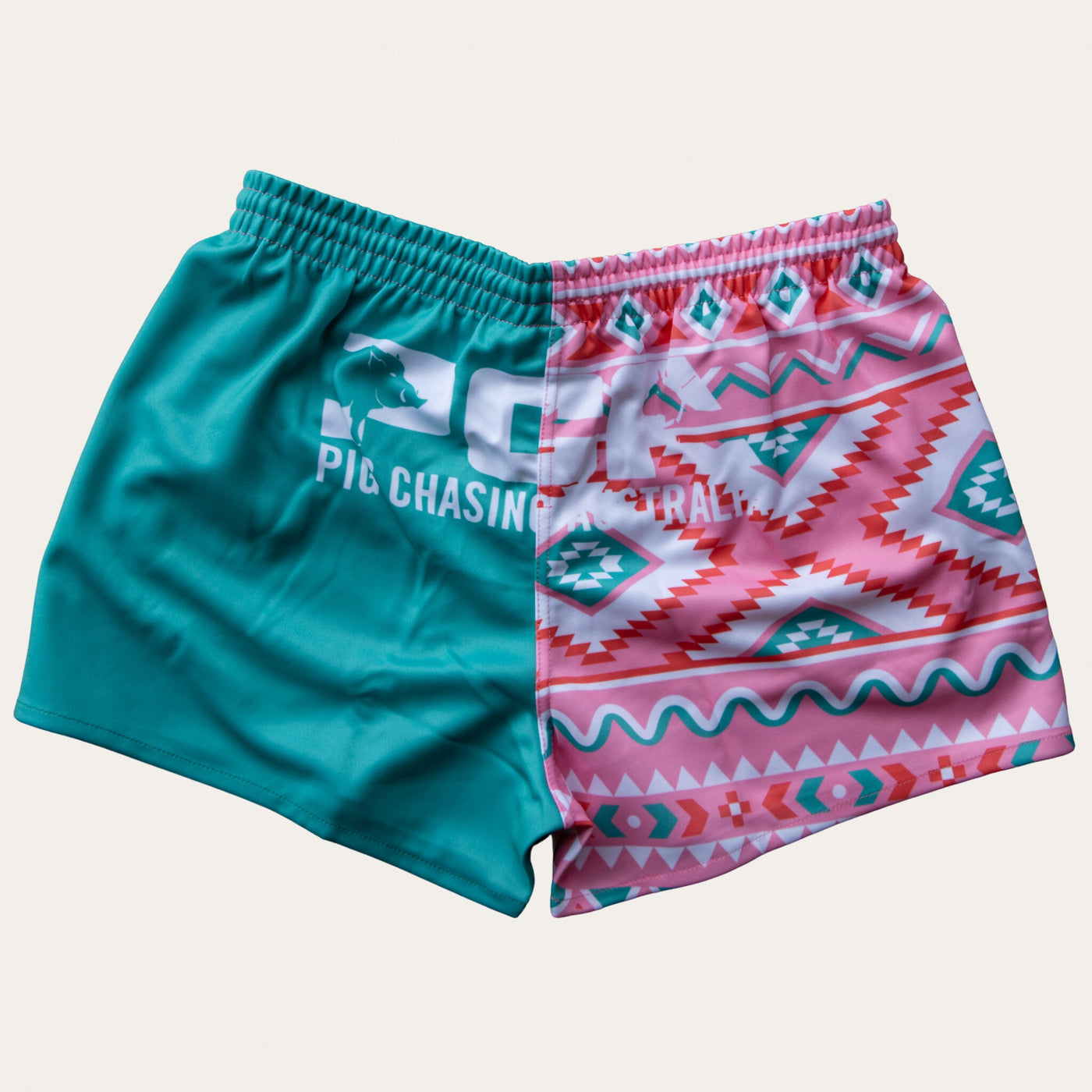 Footy Shorts - Aqua Aztec