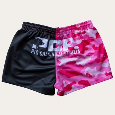 Two Tone Next Gen Footy Shorts - Pink Camo/Black