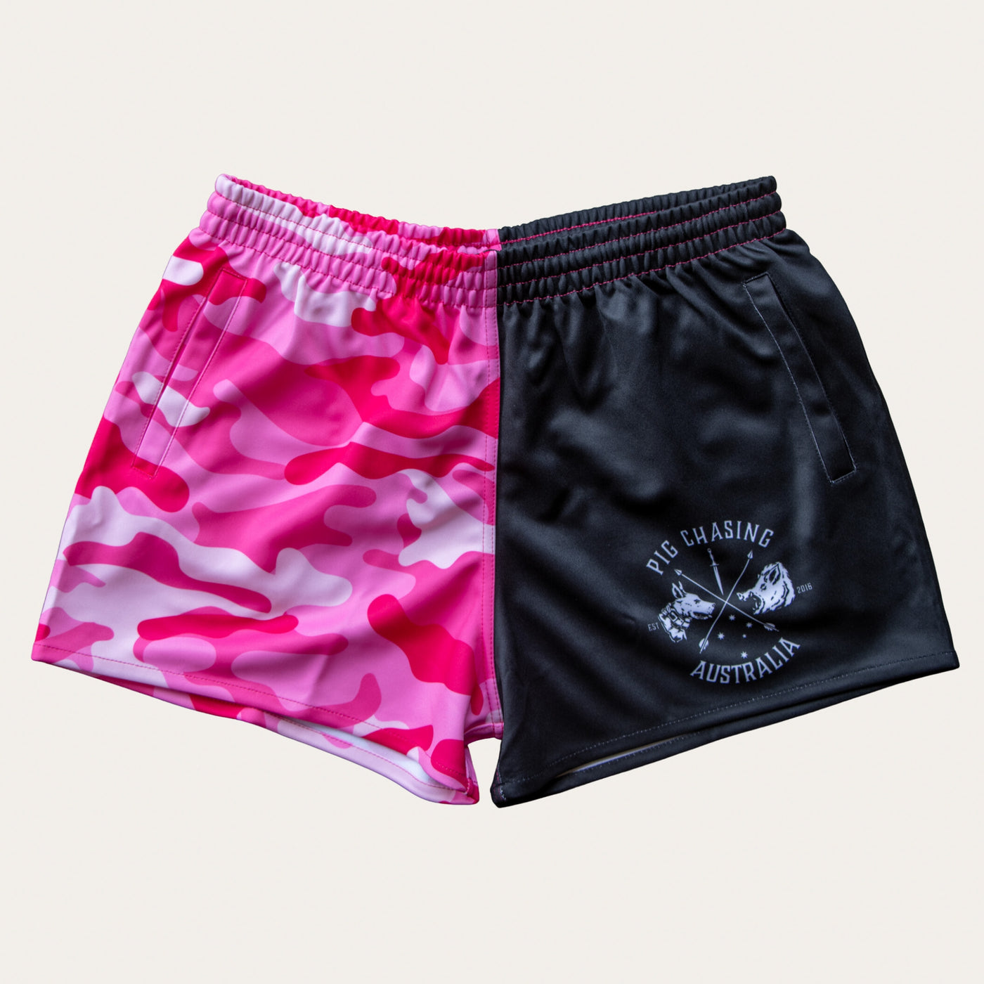 Two Tone Next Gen Footy Shorts - Pink Camo/Black