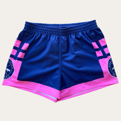 Footy Shorts - Navy/Pink