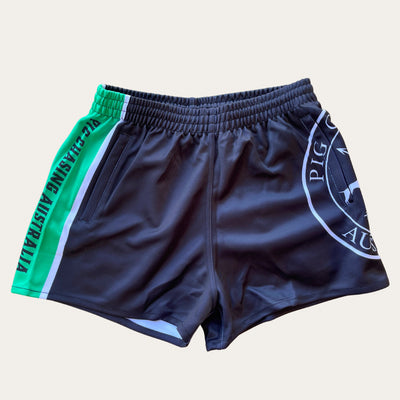 Footy Shorts - Green Stripe OG - Zip Pockets