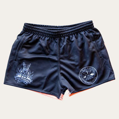 Crop Dog Footy Shorts - Black/Peach