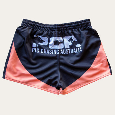 Crop Dog Footy Shorts - Black/Peach