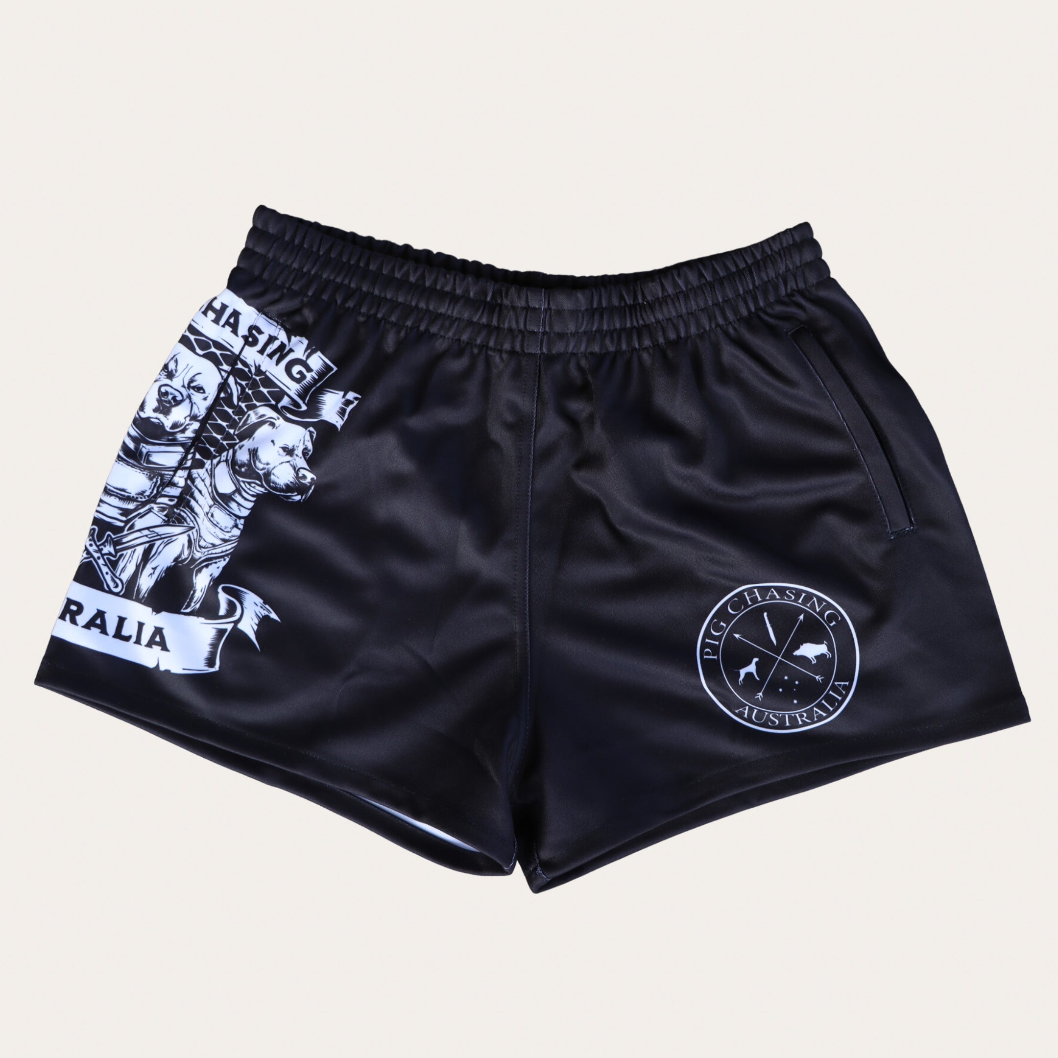 A-Team Footy Shorts - Black – Pig Chasing Australia